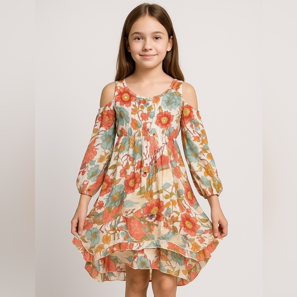 Mimi & Maggie cold shoulder dress girls Sz 6